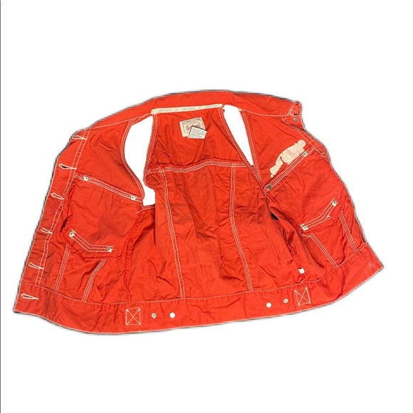 Vintage Get Used Authentic Jeans Burnt Orange Utility Vest Denim Circa early 90s - Picture 12 of 14